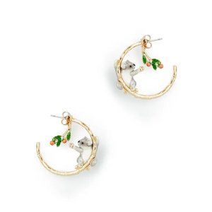 Bill Skinner Gold Plated/Hand Painted Enamel "Koala" Hoops---Made in the UK!